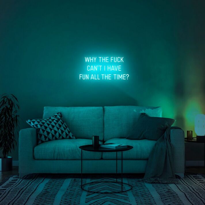 Why The Fuck Can't I Have Fun All The Time Neon Sign V2 for Bold and Fun Spaces