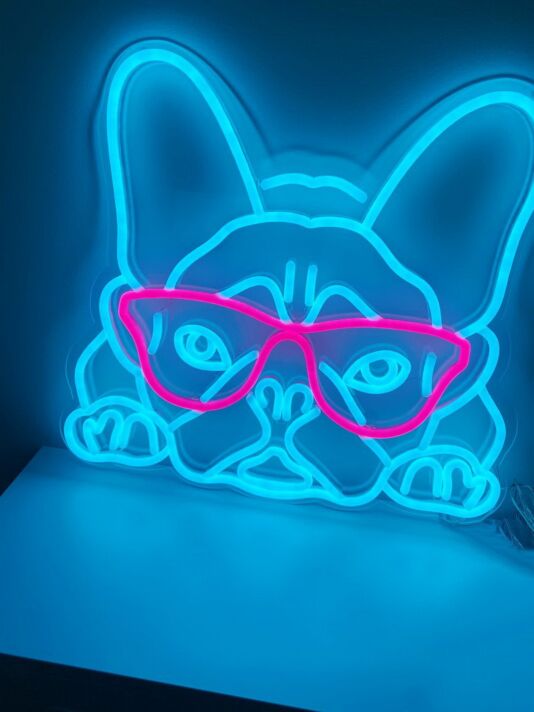 Frenchie Love Neon Sign perfect for pet lovers' spaces
