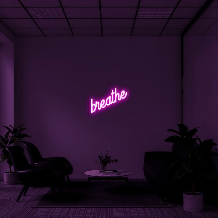 Breathe Neon Sign for Yoga and Meditation Rooms