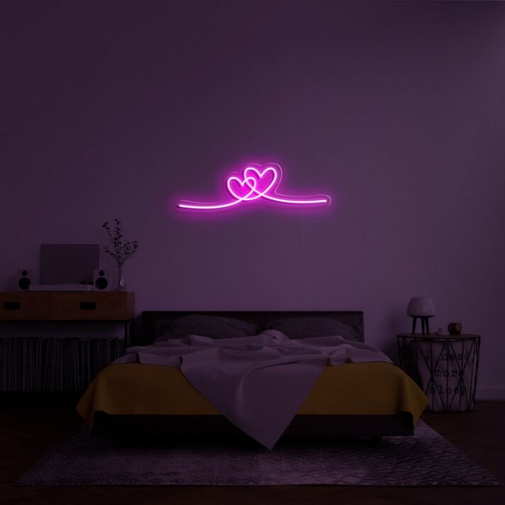 Double Heart Neon Sign for Romantic Decor