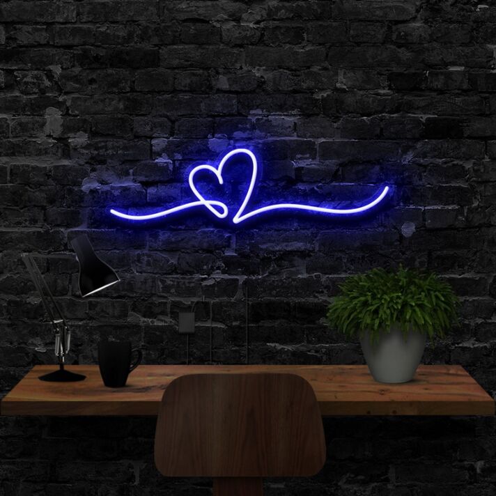 Line Art Heart Neon Sign for Romantic Settings