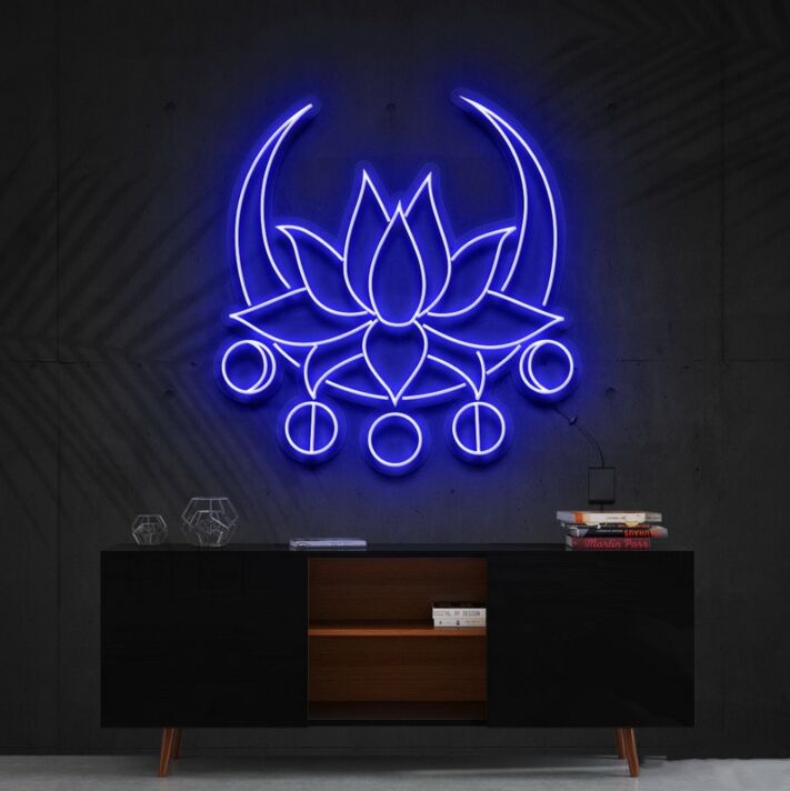 Moon Lotus Neon Sign for Peaceful and Zen Spaces