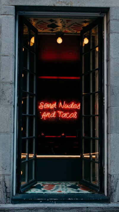 Send Nudes And Tacos Neon Sign for Playful and Food Lovers