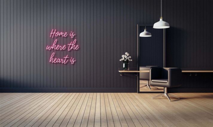 Home is where the heart is Italic Neon Sign