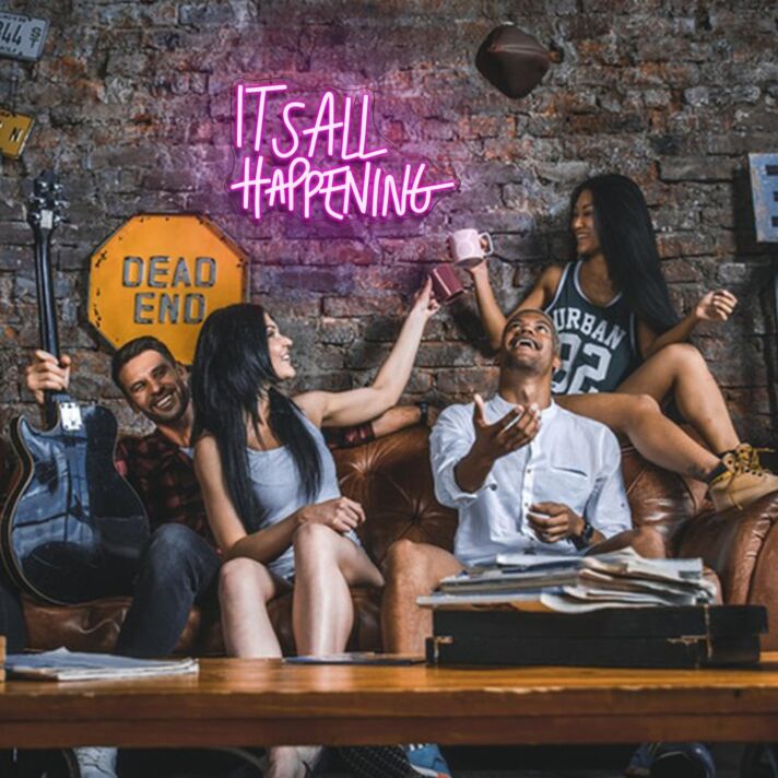 It's All Happening Deep Pink Neon Sign Party Vibes
