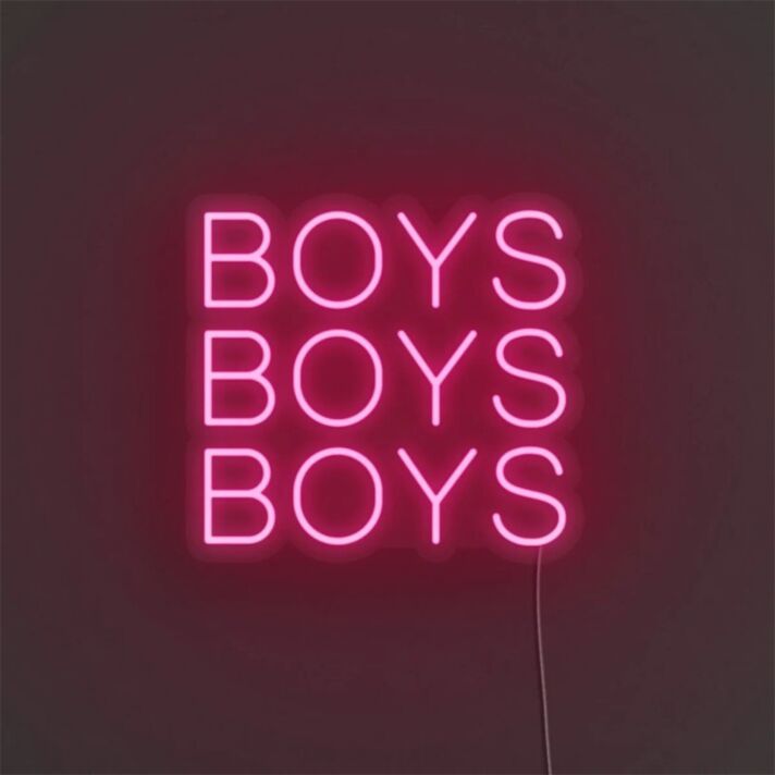 Add a Vibrant Touch to Your Bar, Bachelor Pad, or Game Room with the Boys Boys Boys LED Neon Sign.