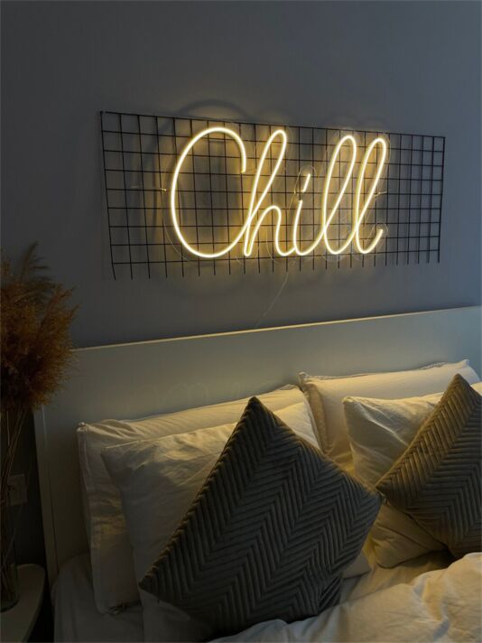 Brighten Your Living Spaces and Soirees: Chill for Home LED Neon Sign Perfect for Room Decor, Office Ambiance, and Festive Celebrations.