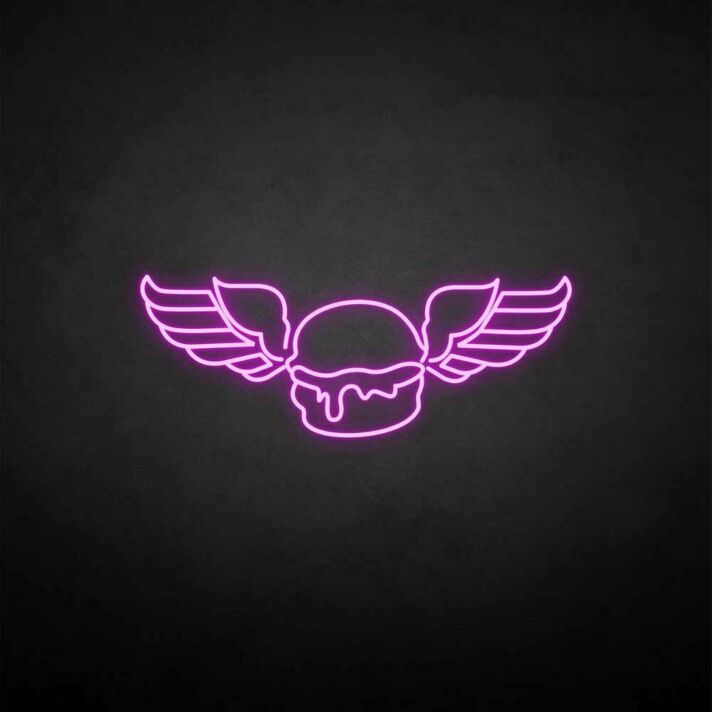 Wings with humburger neon sign