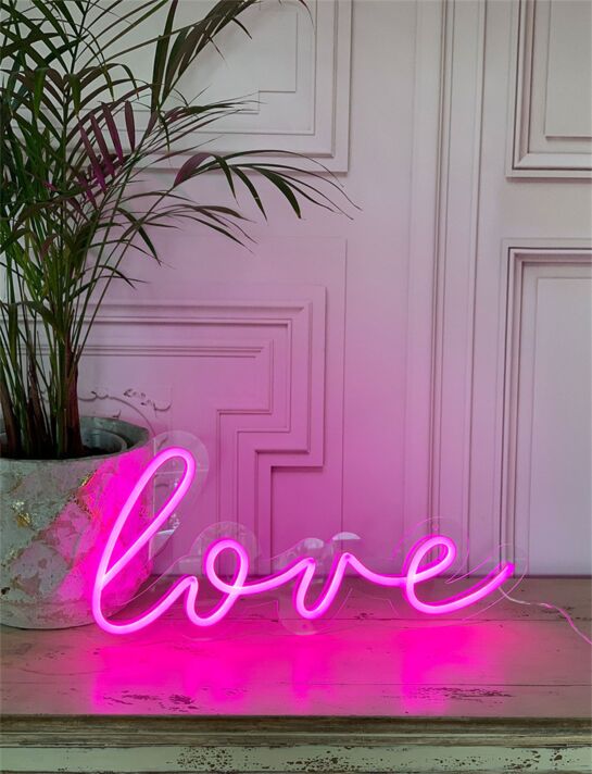 Elevate your special day and home ambiance with the Custom Wedding Love LED Neon Sign - Perfect for nuptial celebrations, office romance, and cozy bar settings.
