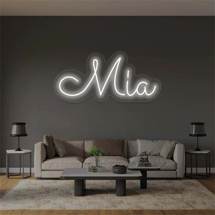 Make your wedding and bar ambiance unforgettable with the Mia Name LED Neon Sign.