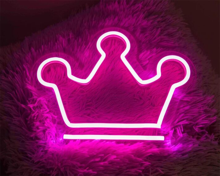 Brighten Up Your Space: Pink Crown LED Neon Sign for Home Decor, Trendy Office Accent, or Chic Bar Ambiance.