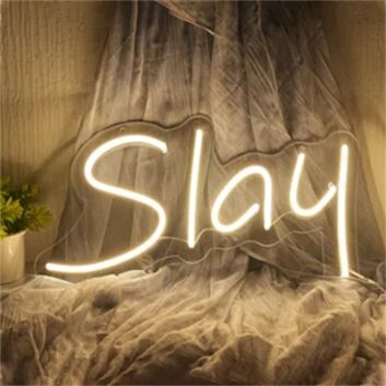Brighten Up Your Wedding, Bar, or Home Décor with the Chic Slay White LED Neon Sign.