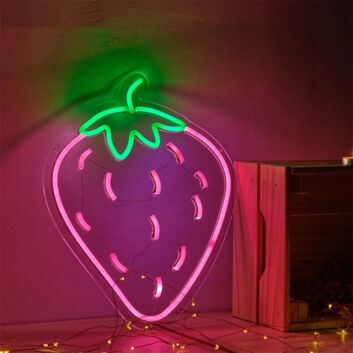 Brighten Your Space: From Home to Office or Bar - The Versatile Strawberry LED Neon Sign Wall Decor Sign