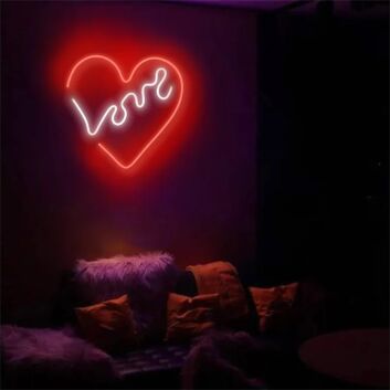 Brighten Up Your Wedding, Bar, or Birthday Bash with The Party Love With Heart LED Neon Sign.