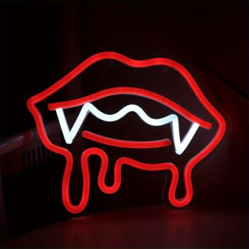 Brighten Up Your Bar, Storefront, or Halloween Bash with the Vampire Lips LED Wall Neon Sign Light.