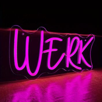 Brighten up your bar or office ambiance with the Werk Word LED Neon Sign.