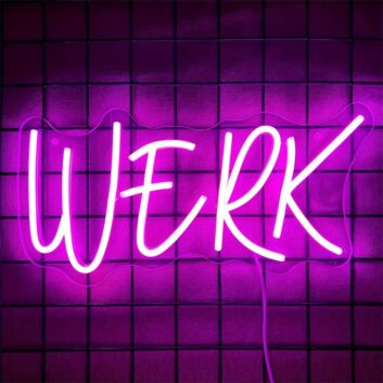 Brighten up your bar or office ambiance with the Werk Word LED Neon Sign.