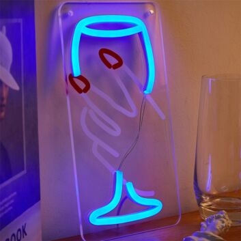 Enhance Your Home, Bar, or Party Ambiance with the Wine Glass Shaped Night Lights LED Neon Sign.