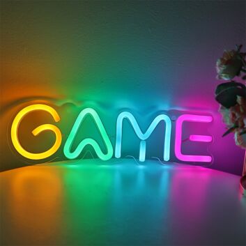 Brighten Your Game Room and Elevate Parties with the Yellow Green Ice Blue Game Letter LED Neon Sign.
