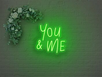 Brighten Your Romance and Celebrations: You and Me LED Neon Sign for Weddings, Anniversaries, and Cozy Home Evenings.