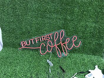Enhance your cafe or kitchen ambiance with the vibrant But First Coffee In Red LED Neon Sign, perfect for coffee lovers and late-night gatherings.