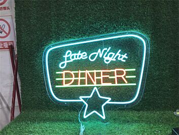 Transform Your Space into a Retro Haven - Perfect for Bars, Cafes and Home Kitchens with Custom Logo Late Night Diner LED Neon Sign.