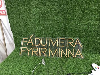 Enhance Your Wedding, Bar, or Storefront Ambiance with the Fadu Meira Fyrir Minna Custom LED Neon Sign.