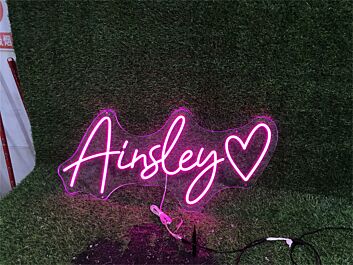 Brighten Your Special Moments: Personalize Custom Airsley With Heart LED Neon Sign for Weddings, Parties, and Romantic Home Decor.