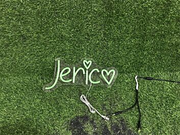 Brighten Up Your Special Moments: Personalize Custom Jeric With Heart LED Neon Sign for Weddings, Anniversaries, and Romantic Home Decor.