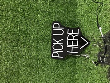 Brighten Your Bar, Cafe, or Food Truck Ambiance with the Pick Up Here In Black Board LED Neon Sign.