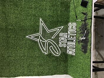 Brighten Up Your Sports Bar, Gym or Game Room with the Star Athletics Logo Custom LED Neon Sign.