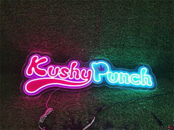 Brighten Up Your Bar, Office, or Home Party Scene with the Uv Kushy Punch Logo LED Neon Sign.