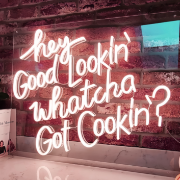 Hey Good Lookin', Whatcha Got Cookin' Neon Sign Add Retro Flair to Your Space