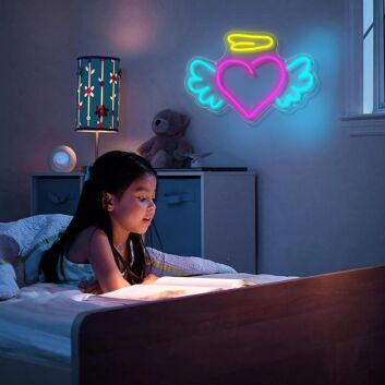 Brighten Up Your Space: Perfect for Weddings, Bars, and Cozy Home Decor - Angelic Deep Pink Heart Neon Sign