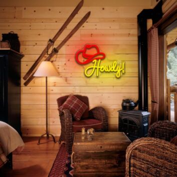 Brighten Your Western-Themed Party or Decorate Your Rustic Bar with the Cowboys Howdy Neon Sign.