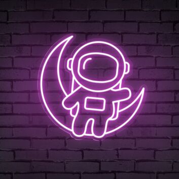Light Up Your Space Adventure: Astronaut Sitting On The Moon Cute Neon Sign for Kids' Rooms, Play Areas, and Themed Parties