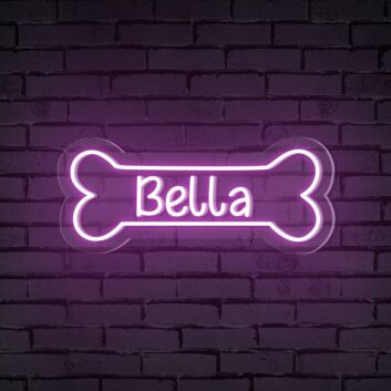 Brighten Up Your Pet&#039;s Corner or Celebrate Their Birthday with the Dog Bone Name Personalized Neon Sign.