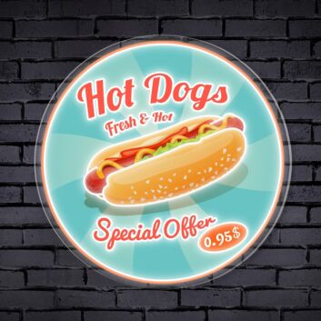 Brighten Up Your Bar, Diner, or Fast Food Joint with the Hot Dog Logo LED UV Neon Sign.