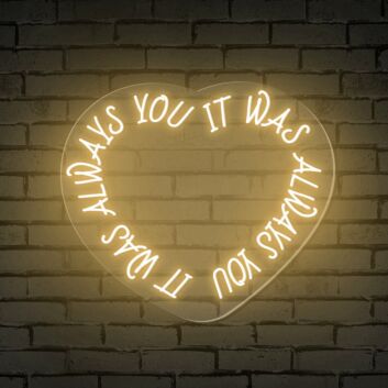 Brighten Your Wedding and Home Ambiance with the "It Was Always You Words Heart" Neon Sign
