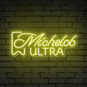 Enhance Your Bar, Game Room, or Man Cave with the Vibrant Glow of Michelob Ultra Words Logo Neon Sign.