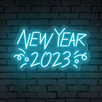 Celebrate and spark joy in your office, bar, and New Year festivities with the New Year 2023 Words Decorative Neon Sign.