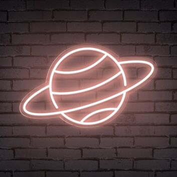 Brighten Your Bedroom, Playroom, or Theme Party Ambiance with the Whimsical Planet Cute Space Neon Sign.