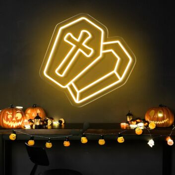 Brighten Up Your Halloween Festivities and Themed Events with the Semi Open Coffin Halloween Neon Sign