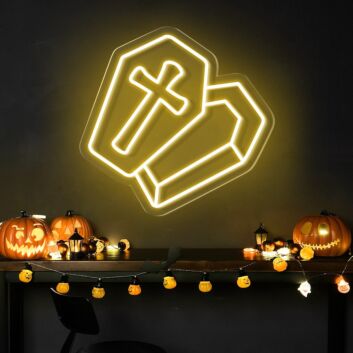 Brighten Up Your Halloween Festivities and Themed Events with the Semi Open Coffin Halloween Neon Sign