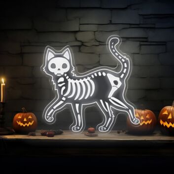 Enhance Your Halloween Festivities and Home Ambiance with the Spooky Skeleton Cat LED Neon Sign.