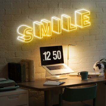 Brighten Up Your Space: Smile 3D Word Neon Sign for Bar, Office, and Festive Celebrations.