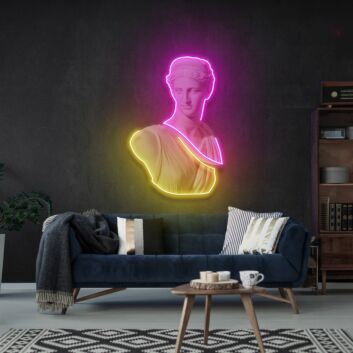 Enhance Your Space: Woman Statue Led Uv Neon Sign For Home Decor - Perfect for Offices, Bars, and Wedding Ambiance.