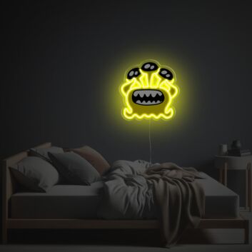 Brighten Your Child's Room or Add a Whimsical Touch to Parties with Little Yellow Three Eyes Monster LED Neon Acrylic Artwork.