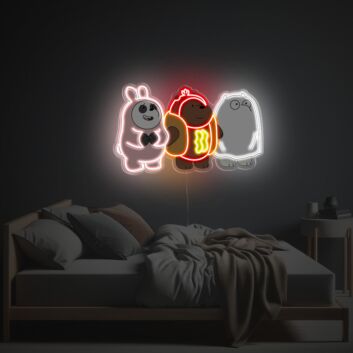 Elevate Your Space: Panda Brown Bear And Ice Bear LED Neon Acrylic Artwork - Perfect for Home Decor, Trendy Offices, and Vibrant Bars.