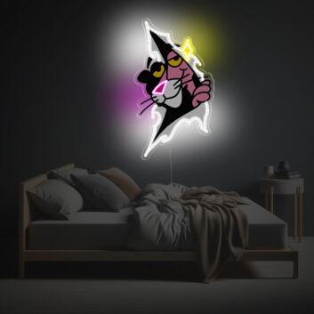 Elevate your home, office, and bar ambiance with the enchanting Peeking Pink Panther LED Neon Acrylic Artwork.